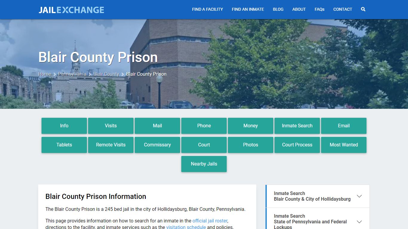 Blair County Prison, PA Inmate Search, Information - Jail Exchange